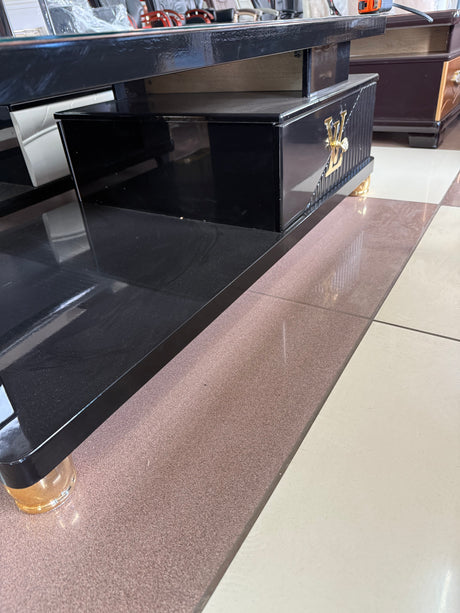 Modern Rectangular Coffee Table – 120cm with Drawers & Marble Effect Top (Black, Blue, Beige)
