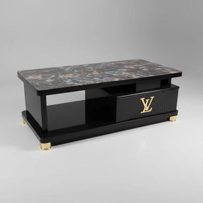 Modern Rectangular Coffee Table – 120cm with Drawers & Marble Effect Top (Black, Blue, Beige) Coffee Tables