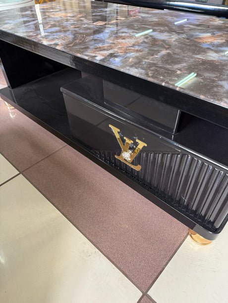 Modern Rectangular Coffee Table – 120cm with Drawers & Marble Effect Top (Black, Blue, Beige)