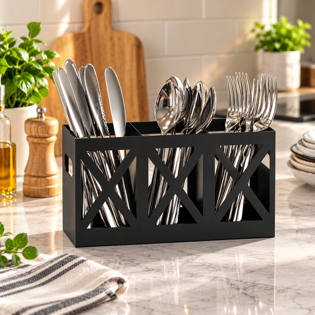 3-Compartment Cutlery Holder Cutlery Organiser Flatware Trays