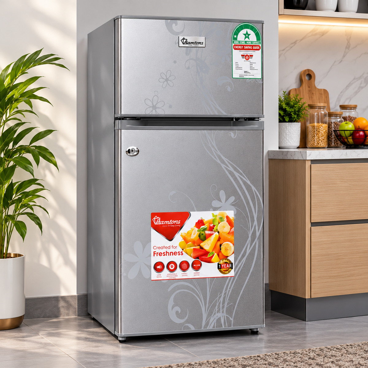 90-Litre Double Door Direct Cool Fridge RF/222, Silver