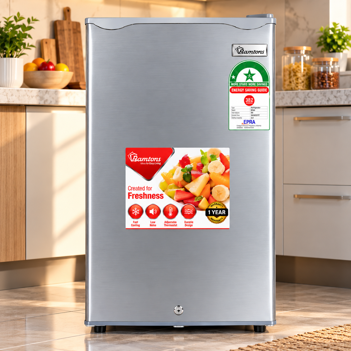 90L Compact Direct Cool Fridge – Silver