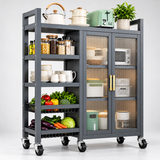 Fluted Glass Kitchen Storage Cabinet Kitchen Storage Cabinet Hutch-Style Kitchen Cabinets
