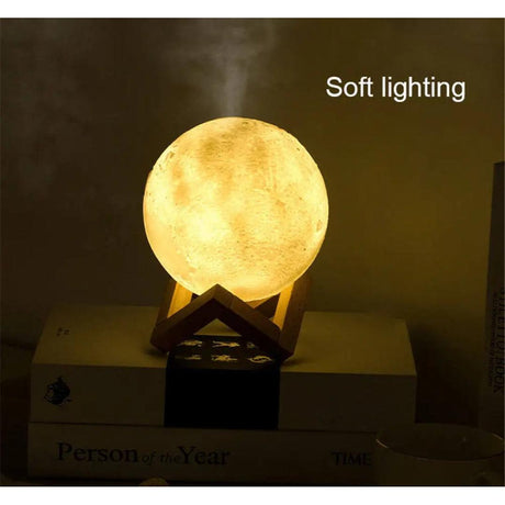 Moon Lamp Night Light with Mini USB Air Humidifier Aroma Diffuser 880ml Capacity, Colorful Lights, Aromatherapy & Humidification
