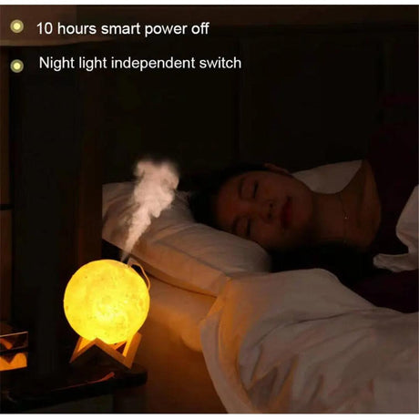 Moon Lamp Night Light with Mini USB Air Humidifier Aroma Diffuser 880ml Capacity, Colorful Lights, Aromatherapy & Humidification