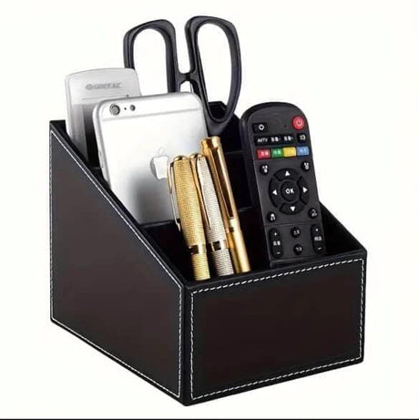 Multi-Compartment Leather Desk Organizer and Remote Holder Organizer Desk Organizers