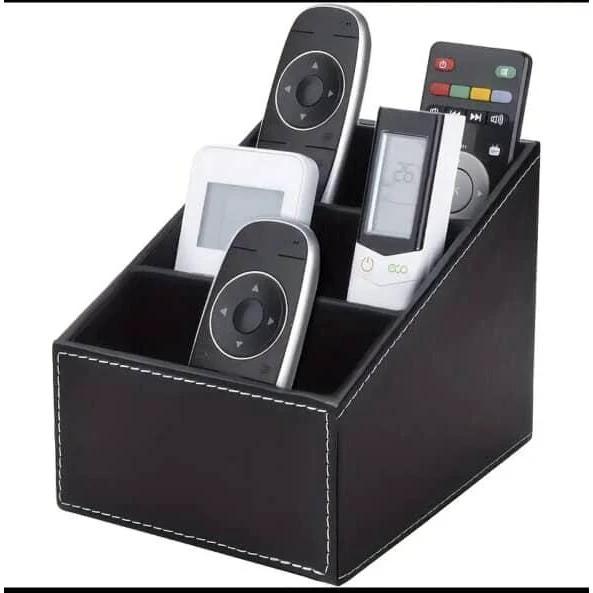Multi-Compartment Leather Desk Organizer and Remote Holder Organizer Desk Organizers