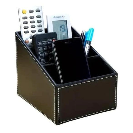 Multi-Compartment Leather Desk Organizer and Remote Holder Organizer Desk Organizers