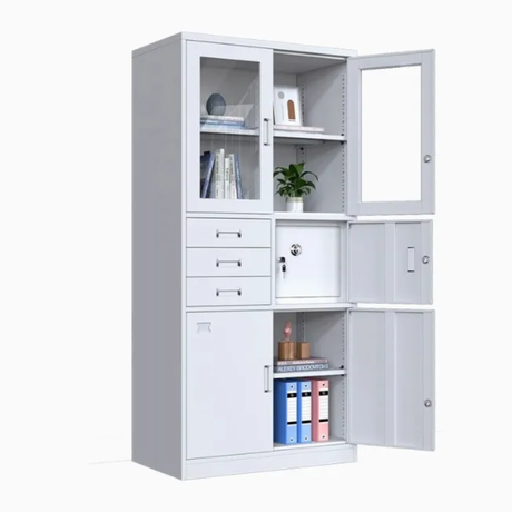 Multi-Compartment Office Filing Cabinet with Lock