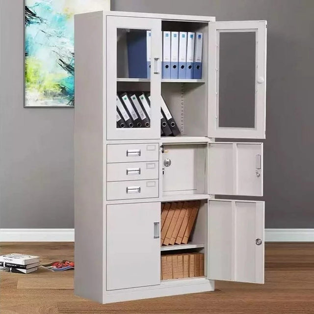 Multi-Compartment Office Filing Cabinet with Lock