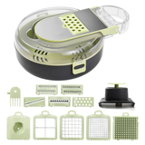 Multi Functional 9pcs Vegetable Chopper Cutter Green PP Kitchen Prep Set Kitchen Slicers