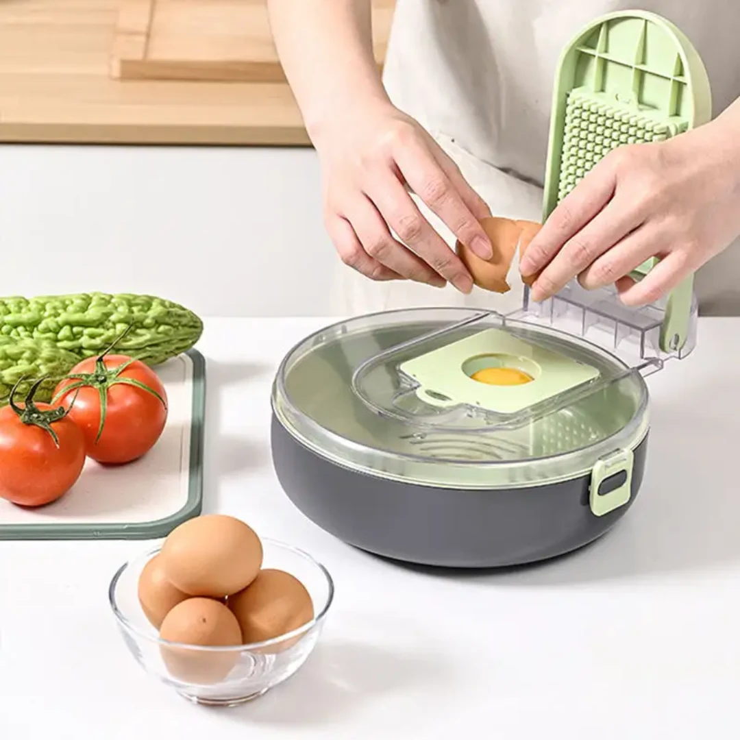 Multi Functional 9pcs Vegetable Chopper Cutter Green PP Kitchen Prep Set Kitchen Slicers