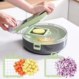 Multi Functional 9pcs Vegetable Chopper Cutter Green PP Kitchen Prep Set Kitchen Slicers
