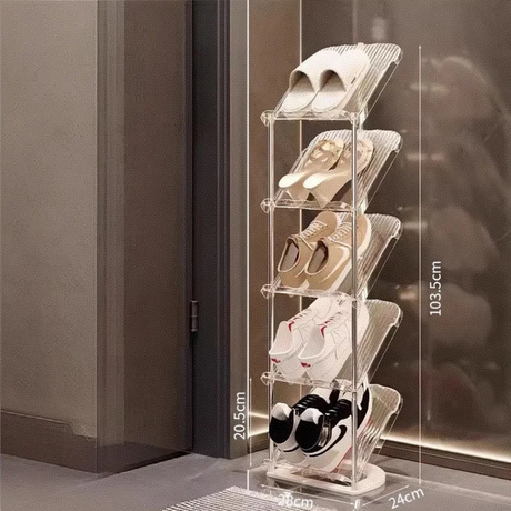 Multi Layer Shoe Shelf Organizer – Stackable Transparent Shoe Tower