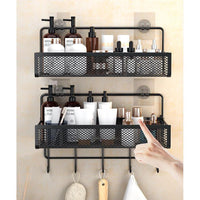 Multifunctional 2 Piece Set Portable Hanging Wall Mounted Storage Rack | No Drill Organizer for Bathroom, Kitchen, Onion, Garlic, & Seasoning Bathroom Storage Storage Hooks & Racks