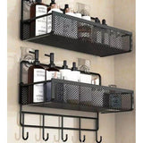 Multifunctional 2 Piece Set Portable Hanging Wall Mounted Storage Rack | No Drill Organizer for Bathroom, Kitchen, Onion, Garlic, & Seasoning Bathroom Storage Storage Hooks & Racks