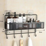 Multifunctional 2 Piece Set Portable Hanging Wall Mounted Storage Rack | No Drill Organizer for Bathroom, Kitchen, Onion, Garlic, & Seasoning Bathroom Storage Storage Hooks & Racks