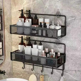 Multifunctional 2 Piece Set Portable Hanging Wall Mounted Storage Rack | No Drill Organizer for Bathroom, Kitchen, Onion, Garlic, & Seasoning Bathroom Storage Storage Hooks & Racks