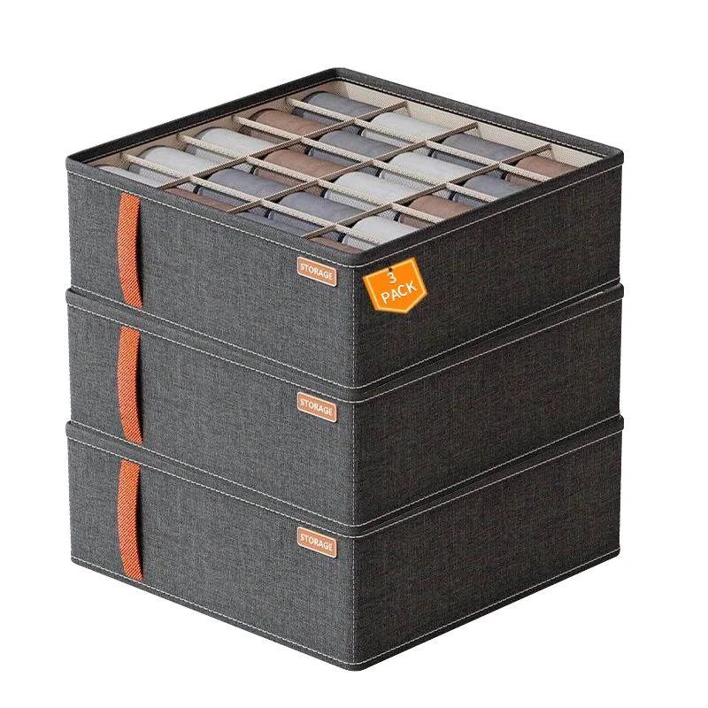 Multifunctional 3-piece Garment Organizer Set | Grey Wardrobe Drawer Organizer for Storing Socks, Belts, and Other Accessories – Foldable Storage Boxes|Home Office Bedroom Living Room Closet Organizers Closet Organizers