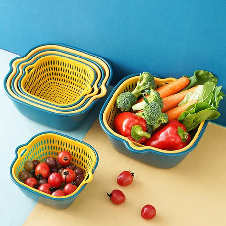Multifunctional 6 Piece Set Drain Plastic Basket | Assorted Colors | Ideal For Use In Home Kitchens For Everyday Tasks