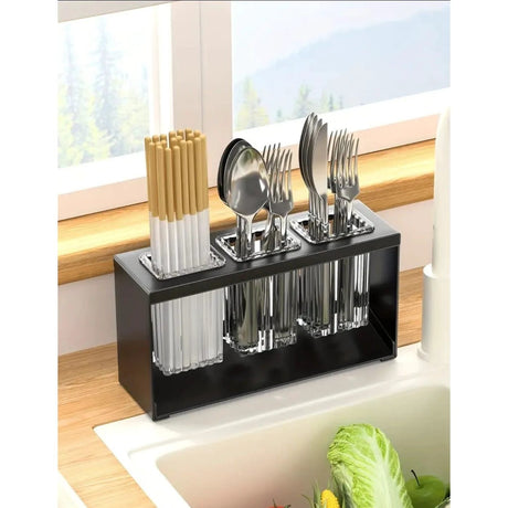 Multifunctional Countertop Organizer with Toothbrush and Kitchen Utensil Holder Organizer Toothbrush Holders