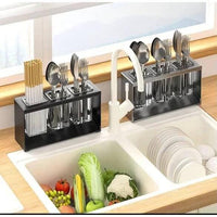 Multifunctional Countertop Organizer with Toothbrush and Kitchen Utensil Holder Organizer Toothbrush Holders