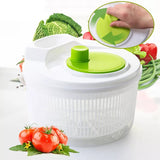 Multifunctional Household Vegetable Dehydrator | Manual Salad Spinner, Drainer, Quick Washing ; Drying Machine (Green ; White)