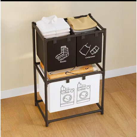 Multifunctional Laundry Basket with 3 Sorting Slots Socks, Underwear & General Laundry