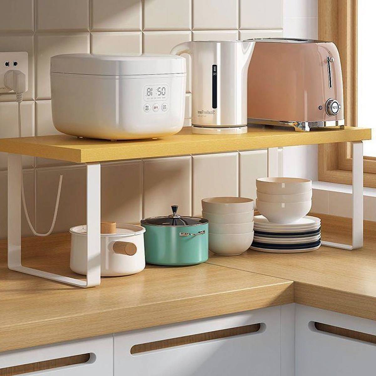 Multifunctional Shelf Organizer Space Saving Countertop Storage