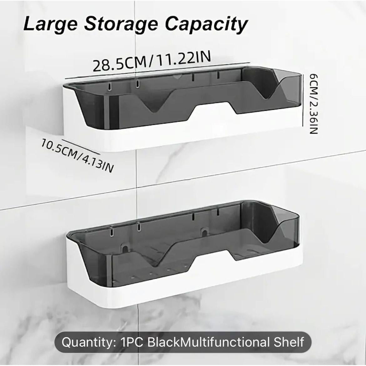 Multifunctional Shower Bathroom Storage Rack | Black Bathroom Shelf Organizer | No Drill Installation | Showers, Bathrooms
