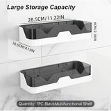 Multifunctional Shower Bathroom Storage Rack | Black Bathroom Shelf Organizer | No Drill Installation | Showers, Bathrooms