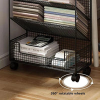 Multipurpose Bookshelf Stand with Wheels Mobile Storage Rack Bookshelf Rack Bookcases & Shelves