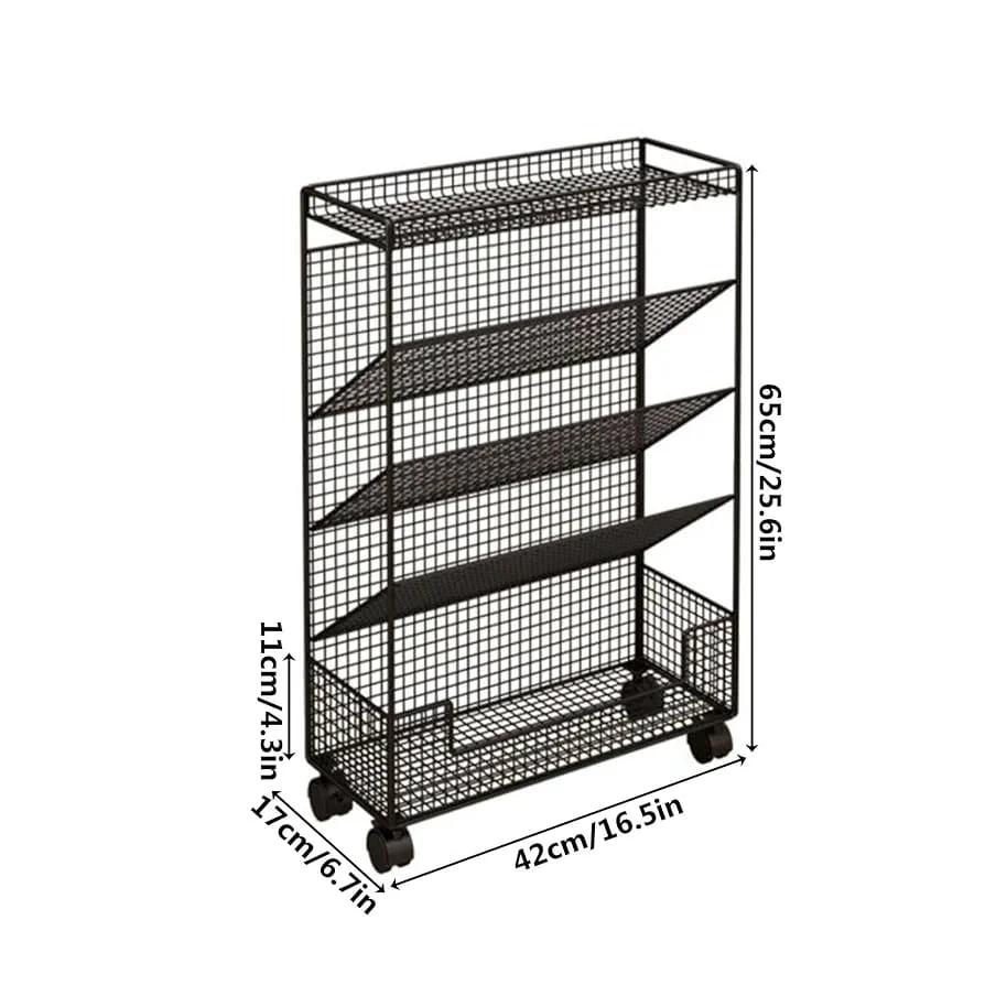 Multipurpose Bookshelf Stand with Wheels Mobile Storage Rack Bookshelf Rack Bookcases & Shelves
