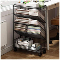Multipurpose Bookshelf Stand with Wheels Mobile Storage Rack Bookshelf Rack Bookcases & Shelves