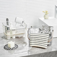 Multipurpose Draining Basket with Handle Clear Acrylic with White or Beige Handle Storage Containers