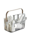 Multipurpose Draining Basket with Handle Clear Acrylic with White or Beige Handle Storage Containers