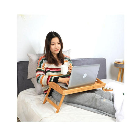 Multipurpose Foldable Bamboo Bed Tray | Laptop Desk | Breakfast-in-Bed Serving Tray | Ideal For Working, Reading, Or Browsing In Bed Or On The Sofa