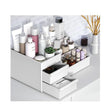 Multipurpose Makeup Organizer with Drawers | Cosmetics & Skincare Storage for Vanity Desk | Hard Plastic, White