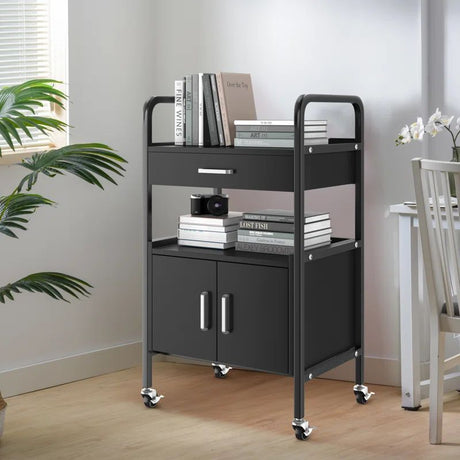 Multipurpose Trolley Cart | Versatile Organizer with Wheels | 84x50x33cm | White & Black