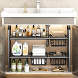 Multipurpose Under Sink 2 Tier Rack Organizer Adjustable Width for Kitchen & Bathroom