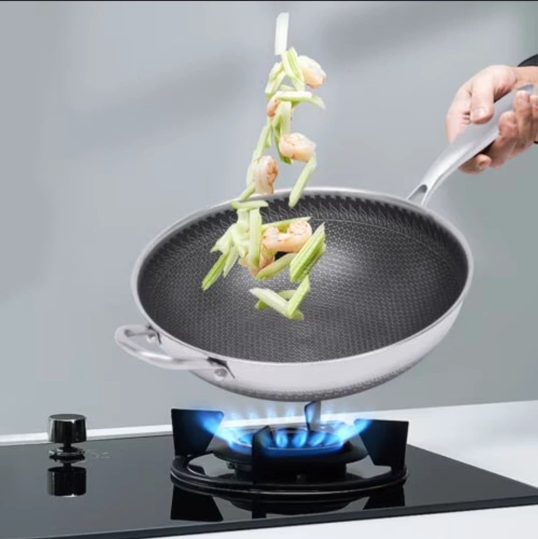 NEW Antiscalding Stainless Steel 26cm Pan for Shallow Frying Cookware Frying Pans