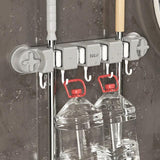 Non-Slip Wall Mounted Mop Holder with 4 Racks and 5 Hooks Mop holder Wall-Mounted Caddies