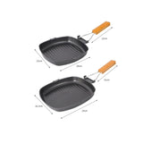 Non Stick Square Steak Pan with Wooden Handle | 24*28cm Grilling & Cooking Pan