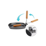Non Stick Square Steak Pan with Wooden Handle | 24*28cm Grilling & Cooking Pan