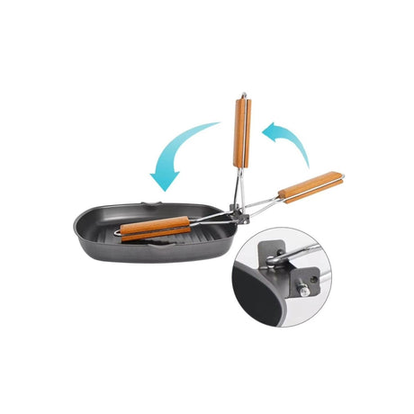 Non Stick Square Steak Pan with Wooden Handle | 24*28cm Grilling & Cooking Pan
