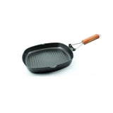 Non Stick Square Steak Pan with Wooden Handle | 24*28cm Grilling & Cooking Pan