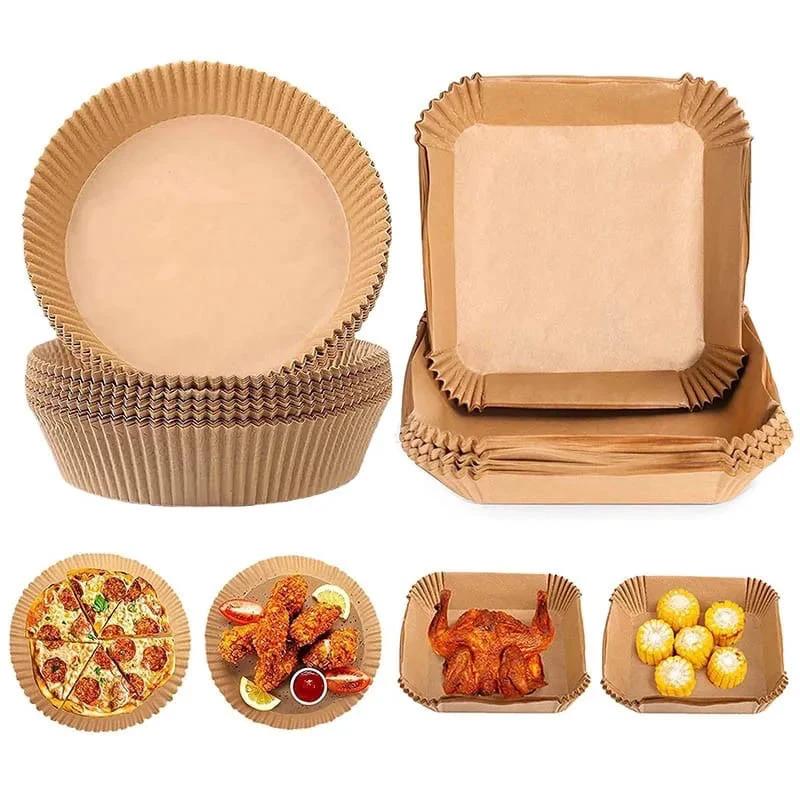 Nonstick Air Fryer Paper Liners – 25pcs | Round & Square Disposable Cooking Liners Kitchen Appliance Accessories Baking Liners