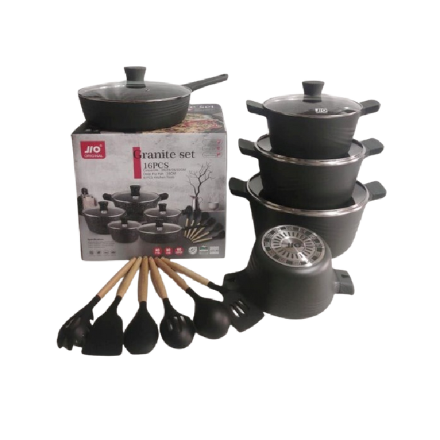 Nonstick Granite Cookware 16 Pcs Set- Furaha Finds Kenya