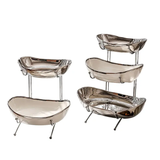 Nordic Ceramic 3 Tier Fruit & Snack Stand with Silver Metallic Frame