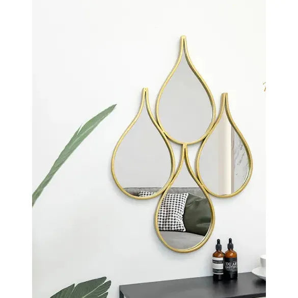 Nordic Decor Tear Drop Shaped Mirror Metal Frame Wall Hanging